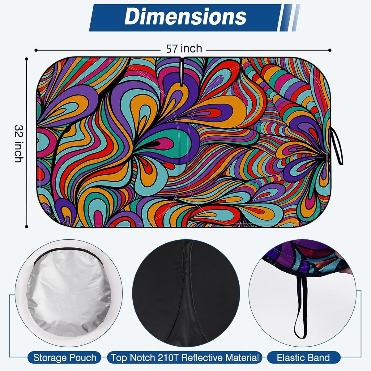 Windshield Sun Shade - Car Sun Shade Windshield, Reflector Sunshade Offers Ultimate Protection for Car Interior, Foldable Front Window Fit for Hatchback, Truck, SUV, MPV