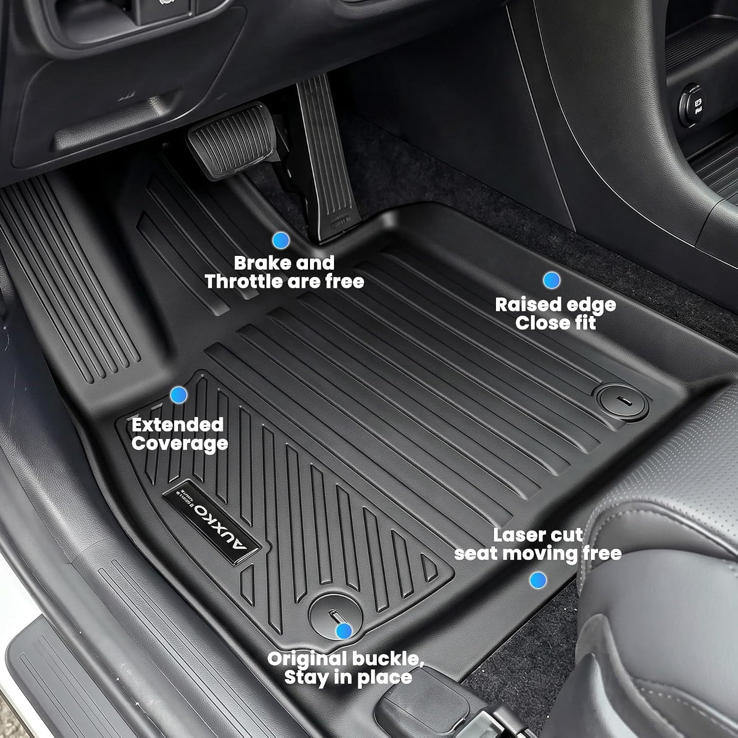 Auxko All Weather Floor Mat & Cargo Mat Fit for 2026 2025 2024 2023 2022 Hyundai Tucson Hybrid(Not PHEV) TPE Liner Tucson Accessory Set All Season Odorless Anti-Slip Floor Liner