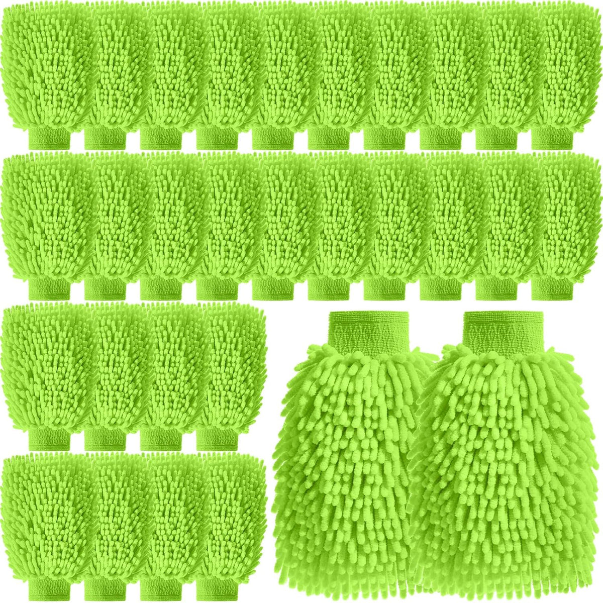 24 Pack Car Wash Mitt Bulk Microfiber, 10'' x 8'' Chenille Car Wash Mitt Gloves, Scratch Free Double Sided No Lint No Marks for Truck SUV and All Vehicle Surfaces (Blue)