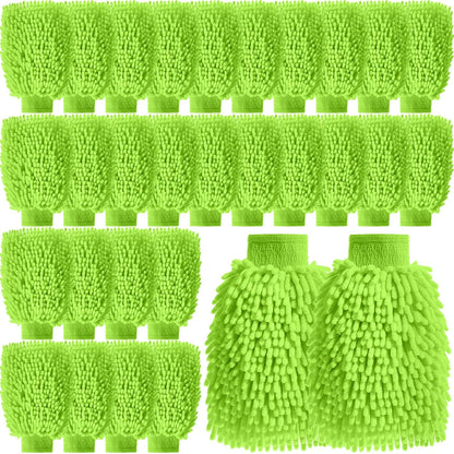 24 Pack Car Wash Mitt Bulk Microfiber, 10'' x 8'' Chenille Car Wash Mitt Gloves, Scratch Free Double Sided No Lint No Marks for Truck SUV and All Vehicle Surfaces (Blue)