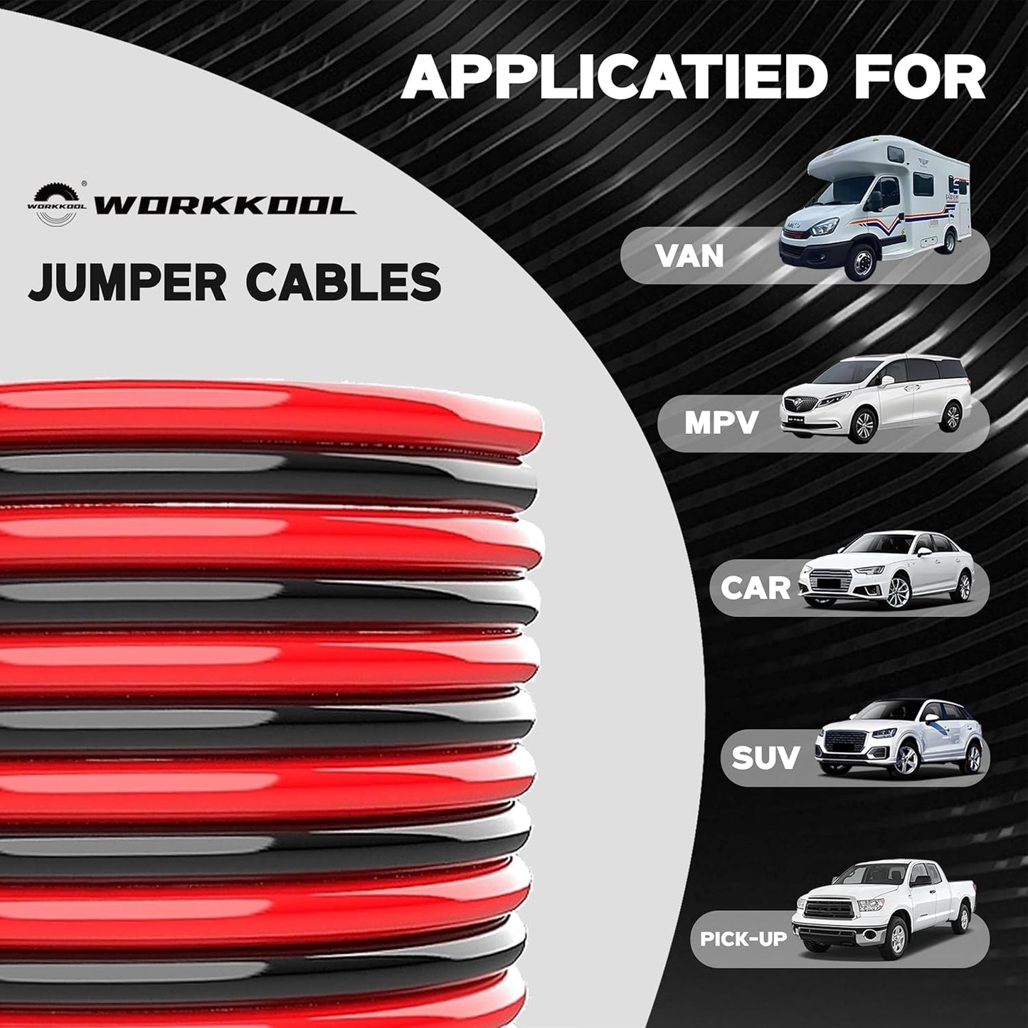 Jumper Cables for Car Battery，Heavy Duty Booster Cables for Jump Starting Dead or Weak Batteries, Emergency Start Cable for Car Van Truck with Carry Bag(6Gauge,16FT)