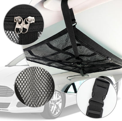 Car Ceiling Cargo Net with 2*Headrest Hook,Large Capacity Anti-Fall Cargo Net for Inside Car Roof Keeps Cars Interior Tidy,Universal Ceiling Cargos Nets for Mid & Large Cars/SUVs