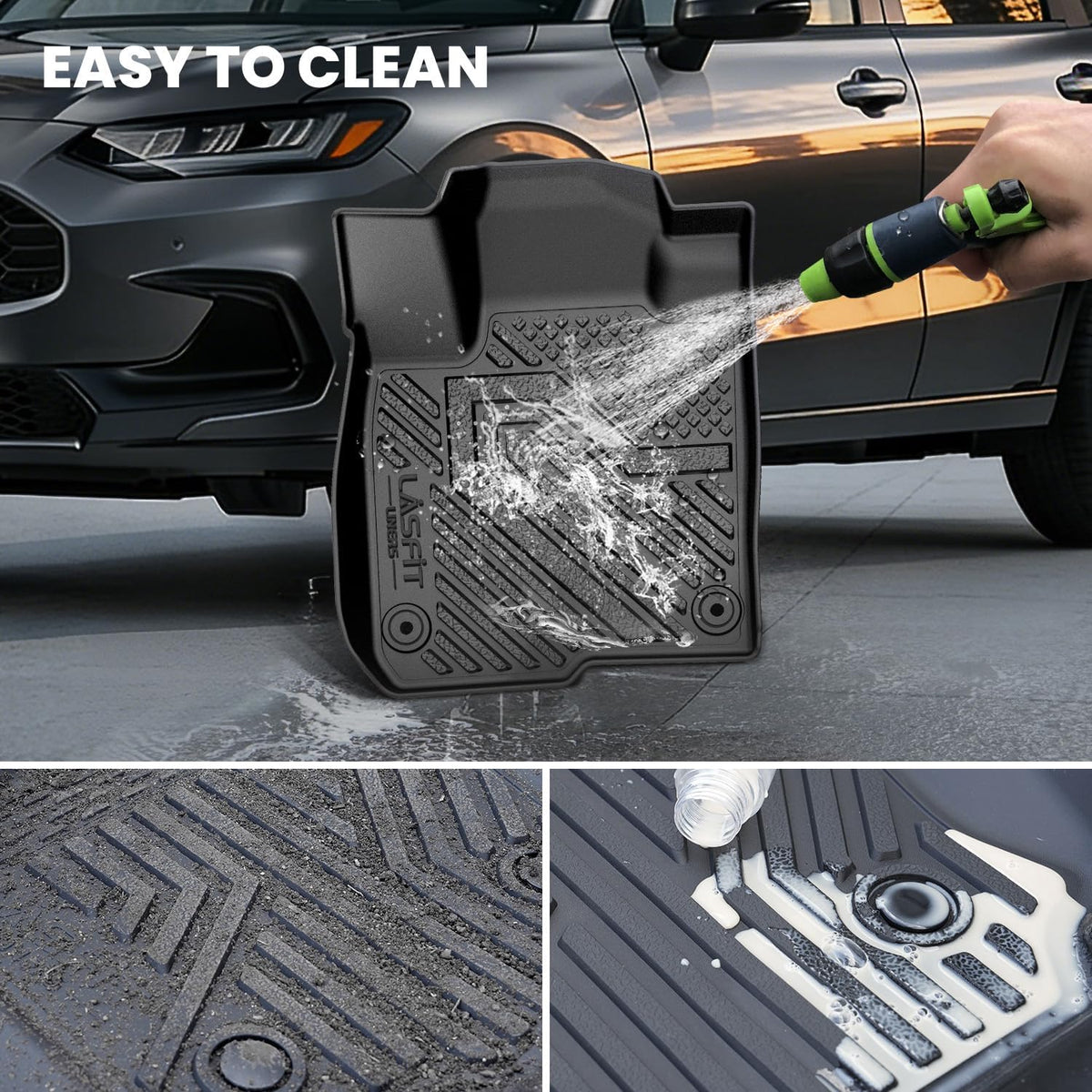 LASFIT Floor Mats for Honda CR-V 2026 2025 2024 2023 (Gasoline & Hybrid & e:FCEV), All Weather TPE Custom Fit Anti-Slip Pet Friendly Car Liners, 1st & 2nd Row Black