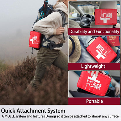 First Aid Kit, Professional Trauma First Aid Kit with Labelled Compartments Molle System for Car, Hiking, Backpacking, Camping, Traveling, and Cycling