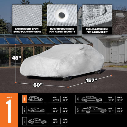 Budge Lite Car Cover, Indoor Protection, Breathable Dustproof Cover, Fits Mid-Size Sedans up to 200 Inches, Gray, Size 3