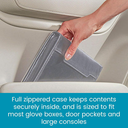 High Road Car Owners Manual Case and Glove Compartment Document Holder - Pebbled Faux Leather Glove Box Organizer for Car, SUV, Truck