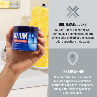 Ozium 4.5 Oz. Odor Eliminating Gel for Homes, Cars, Offices and More, Original, 4 Pack