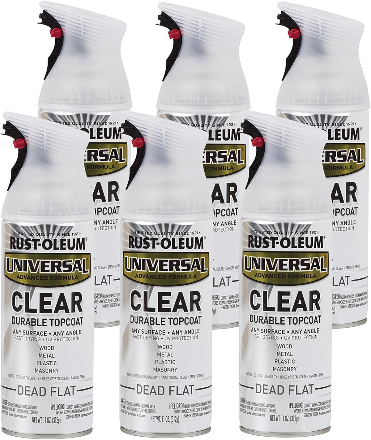 Rust-Oleum 302151 Universal All Surface Clear Topcoat Spray, 11 oz, Dead Flat Clear - Colors B