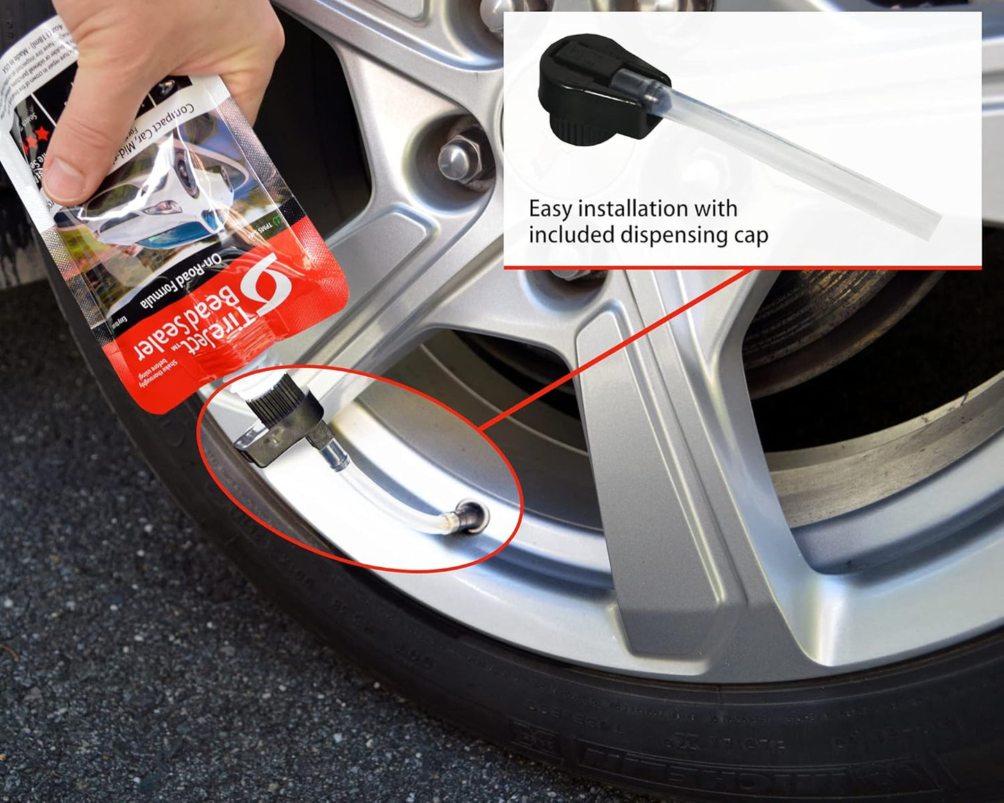 TireJect Automotive Compact Car 2-in-1 Tire Sealant & Bead Sealer Kit for tire Repair of leaks and punctures