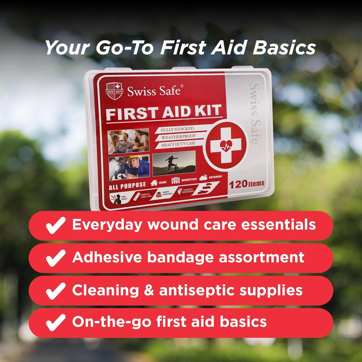 Swiss Safe 2-in-1 First Aid Kit for Car, Travel and Home, 348 Pieces, Large Hardcase with Bonus Mini Kit for Medical Emergency, Survival and Camping