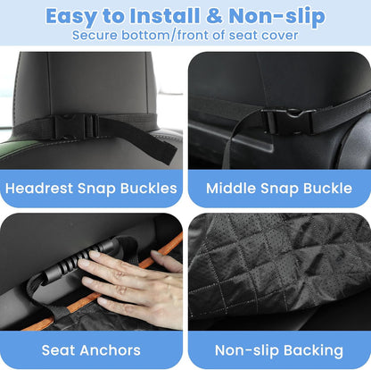 ELONGRIVER Dog Car Seat Covers, Waterproof Front Seat Cover for Dogs, Scratch-Proof, Nonslip Pet Passenger Seat Cover Protector, Universal Fit for Cars Trucks SUVs, Standard Size, Black