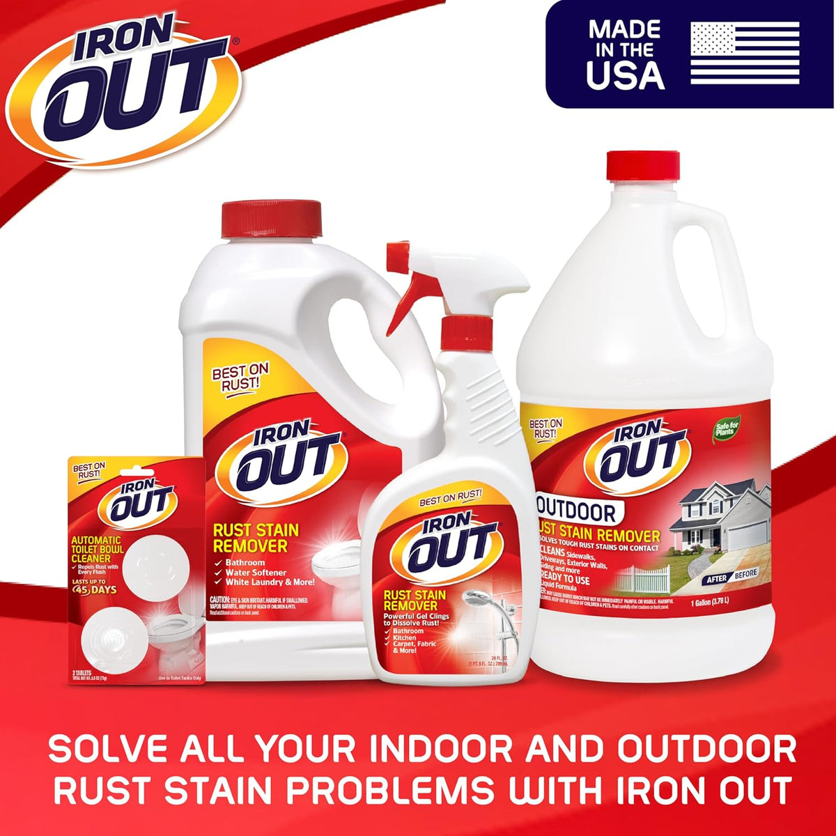 Iron OUT Rust Stain Remover Spray Gel, Remove Rust Stains in Bathrooms, Kitchens, Laundry, and Outdoors, Made in the USA, 24 Ounces