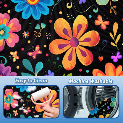 Universal Car Trunk Mat 29" x 39",Purple Colorful Flowers All Weather Trunk Protection Cargo Liner, Durable Cargo Mat Rear Trunk Liner,Stylish Vehicle Interior Accessories Suitable for Most Car Models