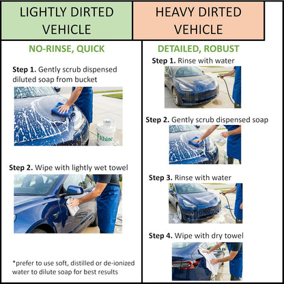 Plant-based Eco-friendly Car Wash Soap, Non-Toxic, Moderate-Foam Concentrated Soap with rinse & no-rinse options