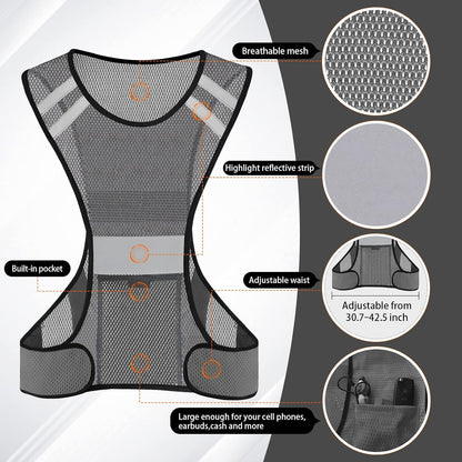 TCCFCCT Reflective Running Vest, High Visibility Running Gear with Large Pocket