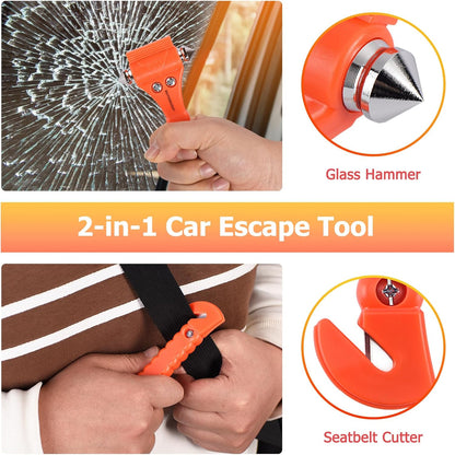 MOTORBUDDY 4-Pack Emergency Escape Hammer Seat Belt Cutter,Auto Car Safety Hammer with Window Glass Breaker，Escape Tool for Car Accidents