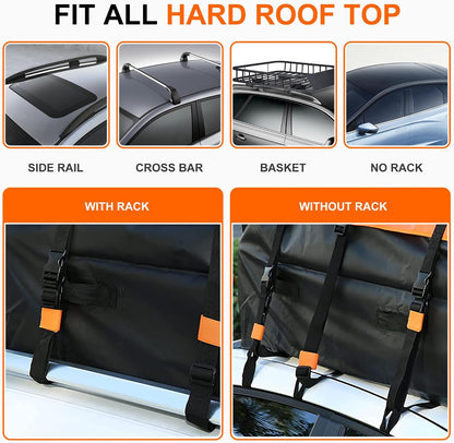 21 Cu Ft. Car Rooftop Cargo Carrier Bag Car Roof Top Bag Cargo Carrier | Fit All Vehicle with/Without Rack, Includes Anti-Slip Mat, 8 Reinforced Straps, 6 Door Hooks, Luggage Lock