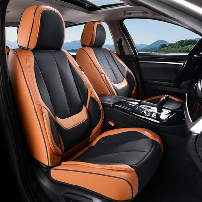 Coverado Seat Covers Full Set, Black Seat Covers for Cars 5 Seats, Car Seat Protector, Waterproof Nappa Leather Car Seat Cushion, Front and Rear Car Seat Cover Fit for Most Sedans SUV Pick-up Truck - Colors B
