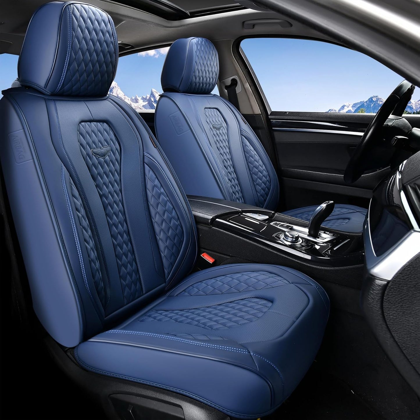 Coverado Seat Covers, Car Seat Covers Full Set, Black Car Seat Cover, Car Seat Covers Front Seats Back Seat Cover, Waterproof Car Seat Cushion, Leather Seat Covers Seat Protector Fit for Most Cars