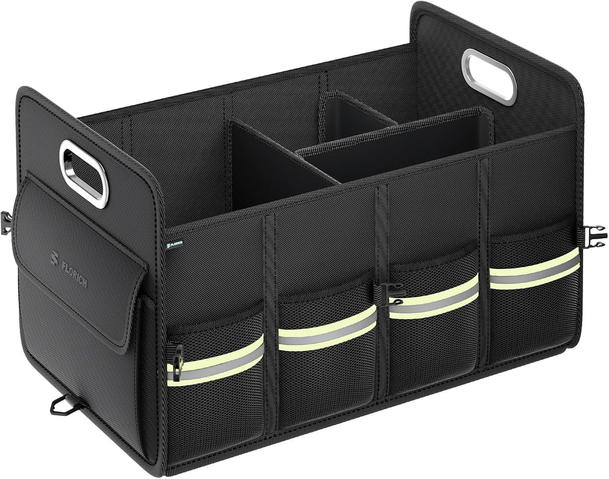 FLORICH Trunk Organizer for Suv, Premium Waterproof Car Organizers and Storage, Collapsible Multi-Compartment Truck Organizer Back Seat Storage for Car