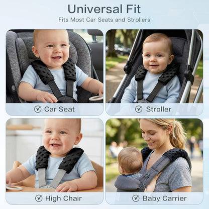 Pro Goleem Car Seat Strap Covers for Babies Soft Car Seat Strap Shoulder Pads for All Car Seats, Stroller, Pushcar, Black