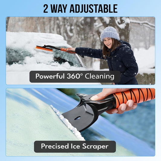 EcoNour 27" 3 in 1 Snow Brush with ice Scraper for car Windshield and Window | 360° Aluminum Rotatable Snow Brush for car | Winter Snow Removal Tools with Detachable Foam Grip | Winter Car Accessories