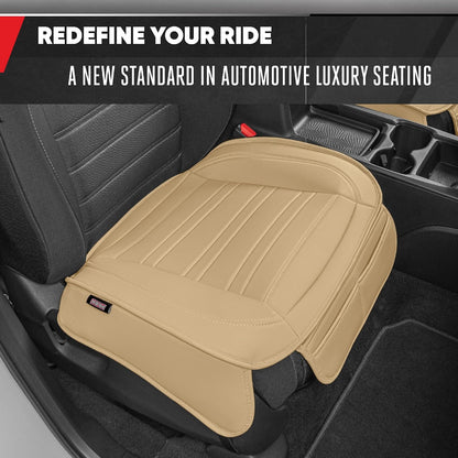 Motor Trend Seat Covers for Cars Trucks SUV, Faux Leather 2-Pack Black Padded with Storage Pockets, Premium Interior Car Seat Cover