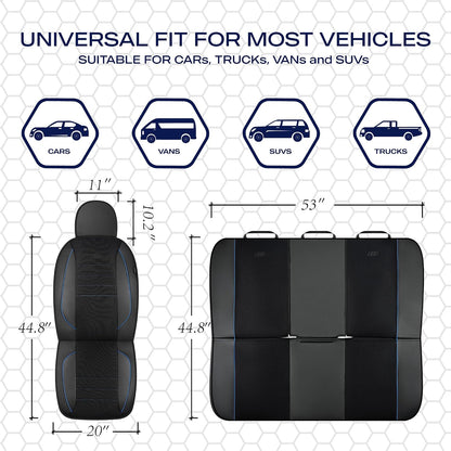 Skechers Air-Cooled Memory Foam Seat Covers,Mesh Thick Car Seat Covers,Piping Leather Car Seat Covers Front Seats,Airbag Compatible,Automotive Comfort Universal FitMost Cars,Vans,Truck,SUV,Black
