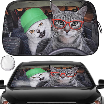 Windshield Sun Shade - Car Sun Shade Windshield, Reflector Sunshade Offers Ultimate Protection for Car Interior, Foldable Front Window Fit for Hatchback, Truck, SUV, MPV