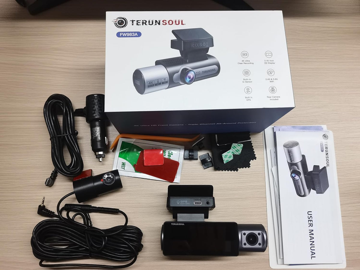 4K Dash Cam Front and Rear, Full HD 3 Channel Dashcam, Free 128GB Memory Card, Built-in 5.8GHz WiFi Built-in GPS, Collision Sensor, Night Vision, 3.16" IPS, 24H Parking Mode（Black）