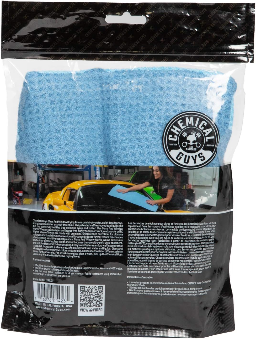 Chemical Guys Waffle Weave Gray Matter Microfiber Drying Towel - 25" x 36", Premium Blend Microfiber Towel with Soft-Banded Edging for Scratch-Free Car Drying, Ultra Absorbent