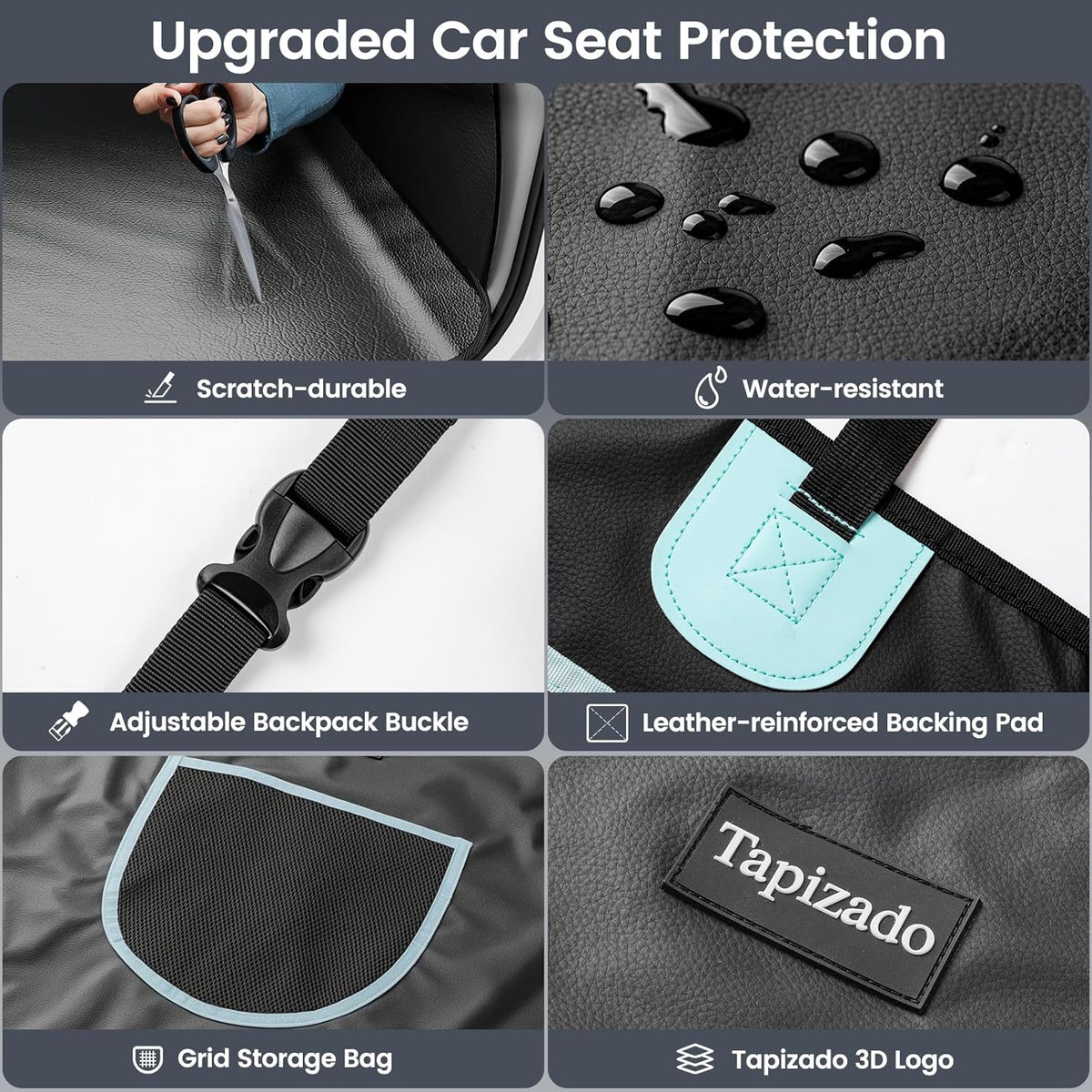 SUV Cargo Liner for Dogs with PU Leather, Waterproof Pet Trunk Cover with Taller Side Panels, Dog Seat Mat for SUVs Vans with Bumper Flap Protector, Non-Slip, Large Size Universal Fit, Black