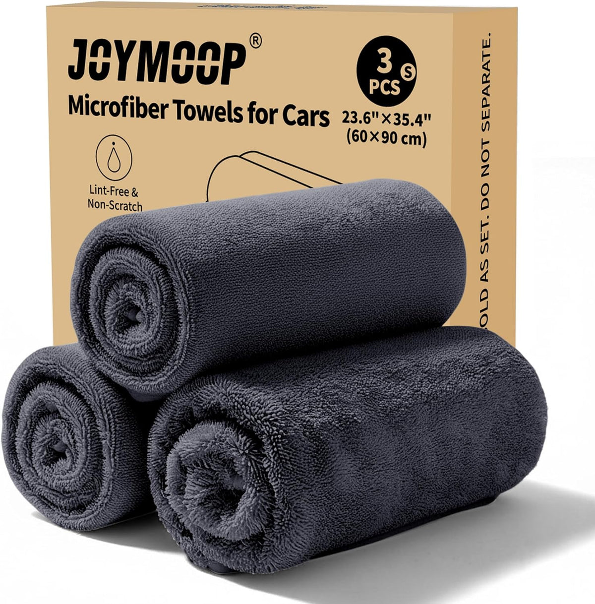 JOYMOOP Microfiber Towels for Cars, 2 Pack 35.4" x 23.6" Car Drying Towel, Dark Gray Reusable Car Towel, Quick Drying Car Microfiber Cleaning Cloth for RVs, SUVs, Trucks