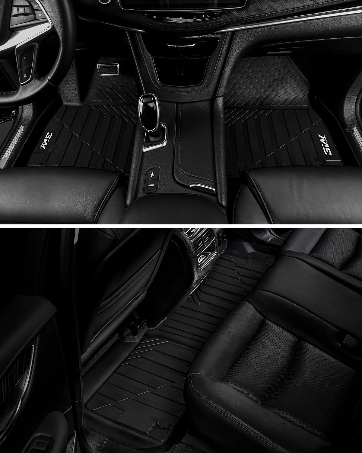 3W Floor Mats & Cargo Liner Fit for 2021 2022 2023 2024 2025 2026 Chevy Tahoe/GMC Yukon/Cadillac Escalade 7 Seat, TPE All Weather Custom Fit Car Accessories Heavy Duty Rubber Full Set Trunk Mats - Colors A