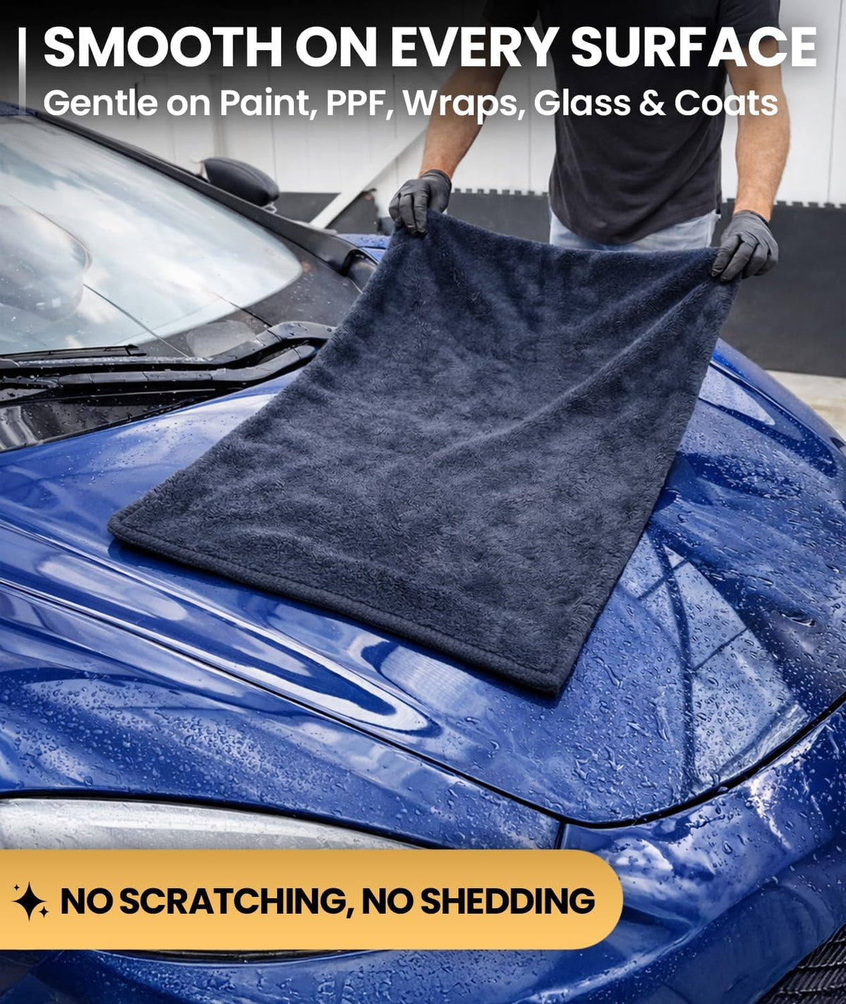 EVEO Car Drying Towel - (1300 GSM) XL Drying Towels Car Detailing - Car Microfiber Towel (36"x24") Microfiber Drying Towels for Cars Towels Drying, Car Wash Towels, No Scratch, Ultra Absorbent - Grey
