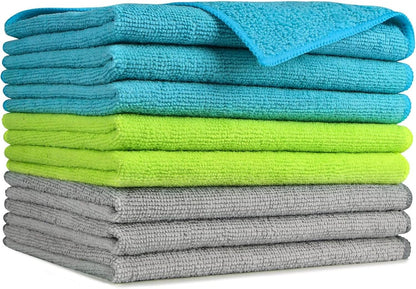AIDEA Microfiber Cleaning Cloth-12PK, Soft Microfiber Towels for Cars, Absorbent Cleaning Rags, Lint-Free Streak-Free Wash Cloths for House, Kitchen, Window(12in.x12in), Black