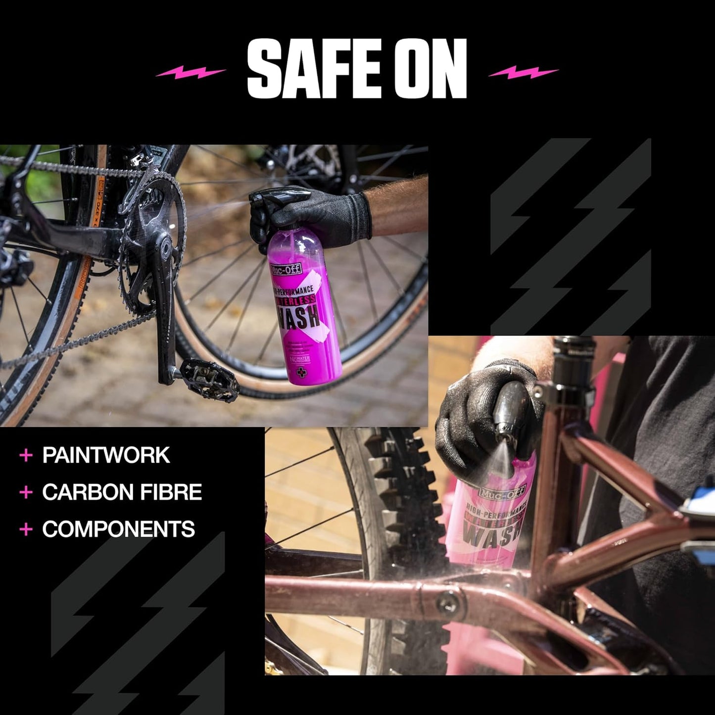 Muc-Off High Performance Waterless Bike Wash 750ml (Pack of 1) | Spray & Wipe Bike Cleaner | No Water Needed | Safe on Carbon Fibre | Cleans & Polishes with a Streak-Free Finish
