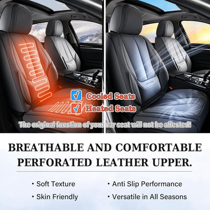 Coverado Seat Covers Full Set, Black Seat Covers for Cars 5 Seats, Car Seat Protector, Waterproof Nappa Leather Car Seat Cushion, Front and Rear Car Seat Cover Fit for Most Sedans SUV Pick-up Truck - Colors A