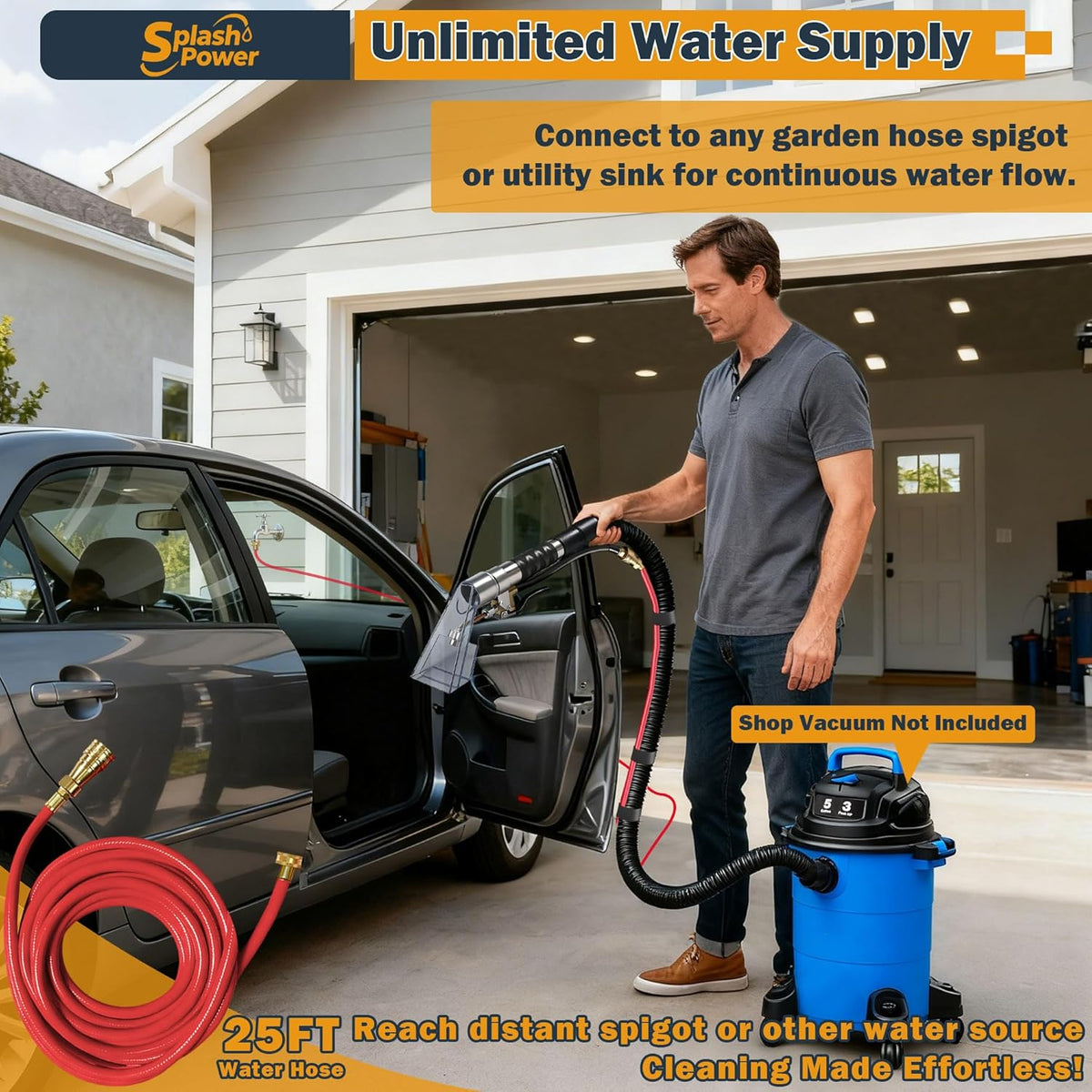 Shop Vac Extractor Attachment Kit for Wet/Dry Vacuum, Universal Hose Adapter for Carpet Upholstery Cleaning & Auto Detailing