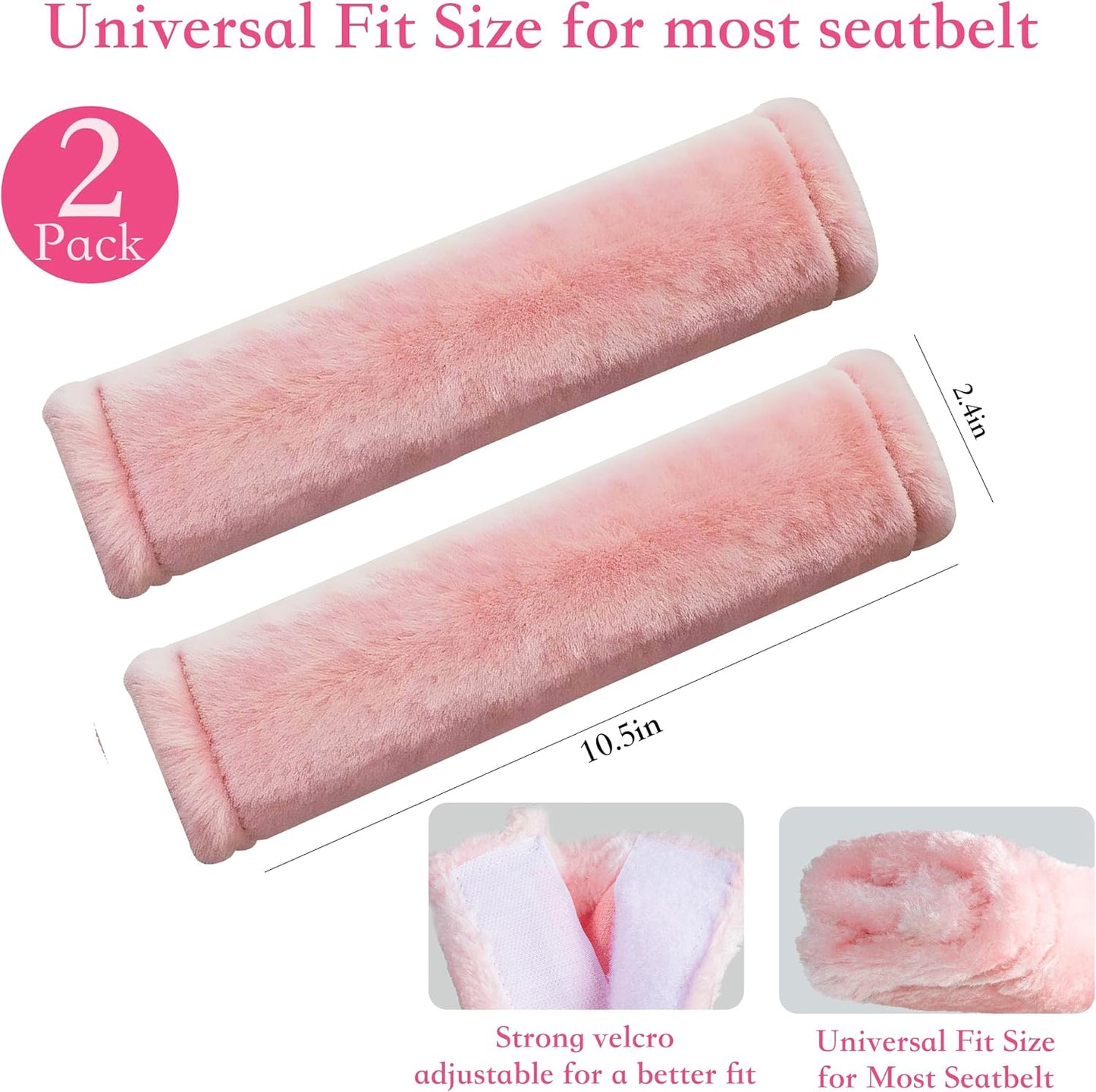 Amooca Soft Faux Fur Universal Fit Seatbelt Cover Car Truck SUV Airplane Seat Belt Shoulder Pad for Carmera Backpack Straps Neck Cushion Protector 2 Pack 10.5in Dark Gray