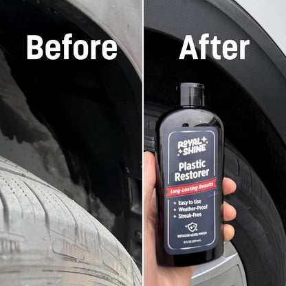 Plastic Restorer for Long-Lasting, Deep Black Results – Restores Faded Plastic, Rubber & Vinyl with UV Protection, Non-Greasy Formula + Foam Applicator, 8oz