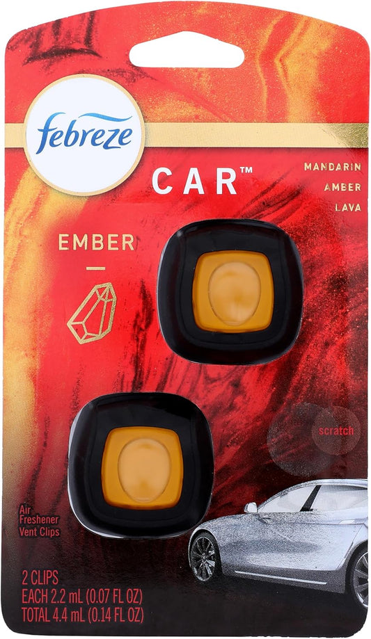 Febreze Car Air Freshener Vent Clip Platinum Ice Scent, .07 oz. Car Vent Clip, Pack of 4