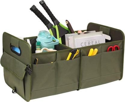 AOKJOY Car Trunk Organizer Car Storage Organizer Collapsible Multi Compartment Car Organizer Adjustable Straps for SUV(Beige)
