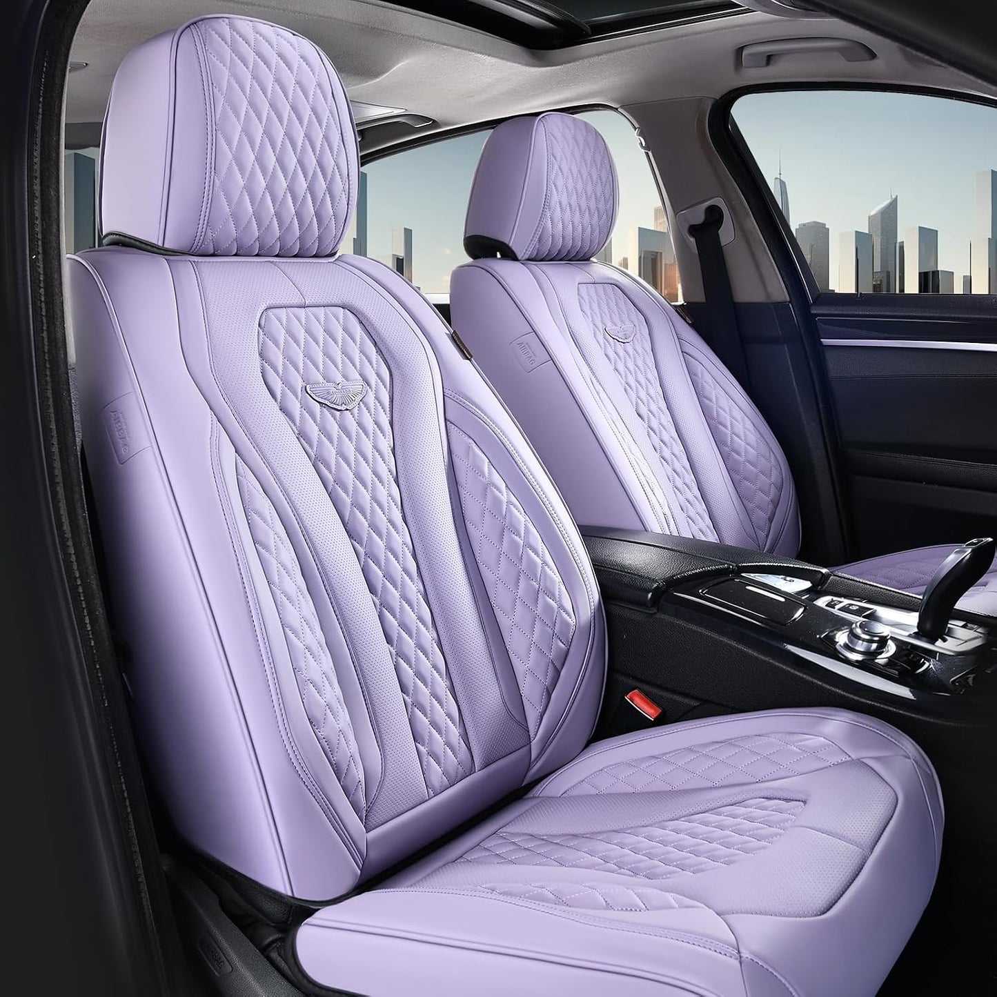 Coverado Seat Covers, Car Seat Covers Full Set, Black Car Seat Cover, Car Seat Covers Front Seats Back Seat Cover, Waterproof Car Seat Cushion, Leather Seat Covers Seat Protector Fit for Most Cars