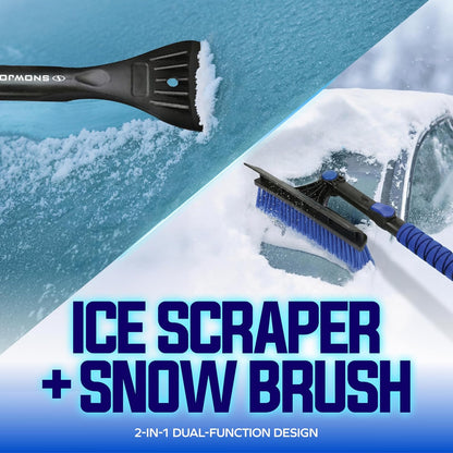 Snow Joe 45" Multi-Purpose Ice Scraper and Extendable Snow Brush for Car Windshield with Foam Grip and 360-Degree Pivoting Brush Head, SJEG-SB45S
