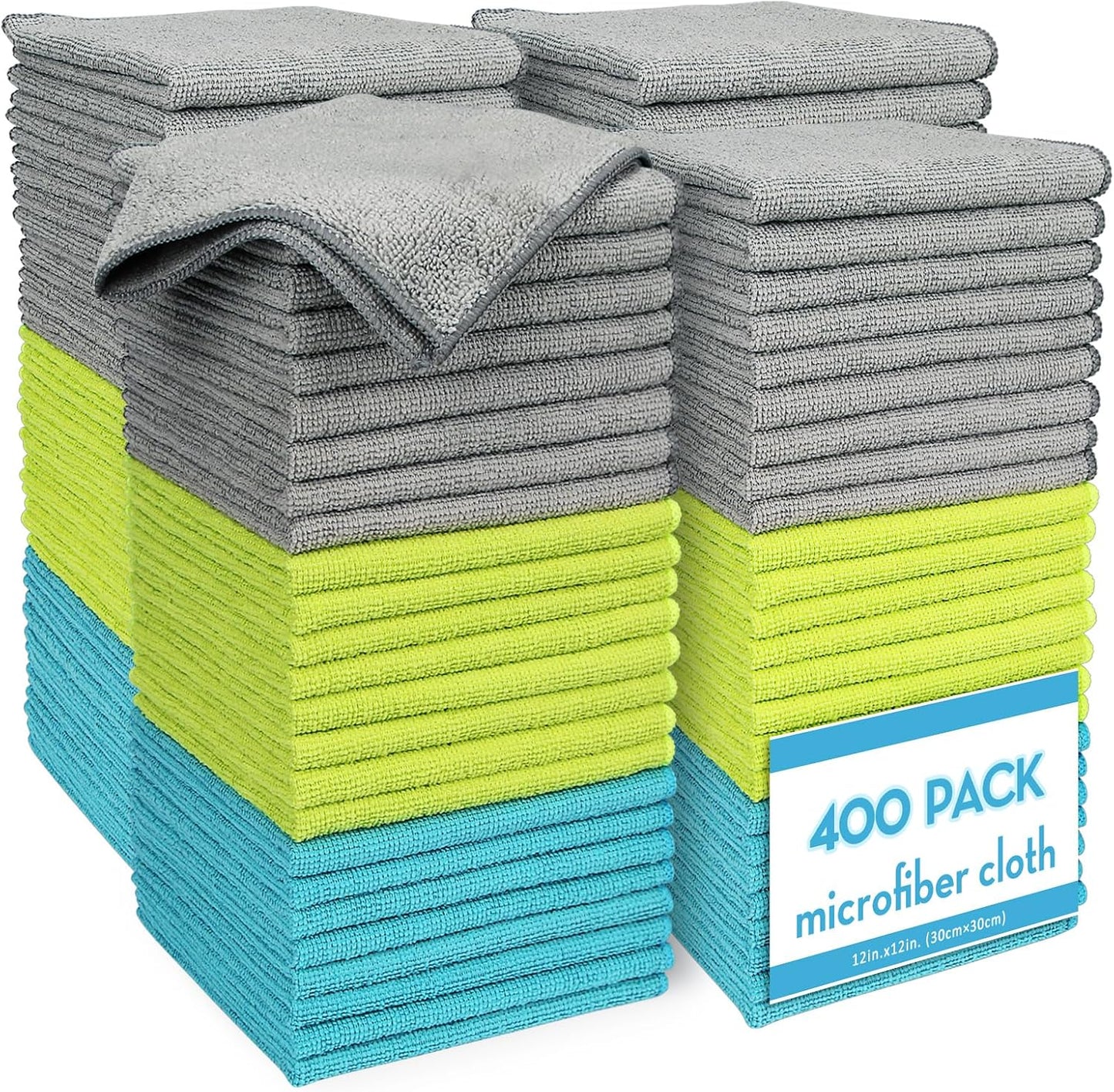 AIDEA Microfiber Cleaning Cloth-12PK, Soft Microfiber Towels for Cars, Absorbent Cleaning Rags, Lint-Free Streak-Free Wash Cloths for House, Kitchen, Window(12in.x12in), Black