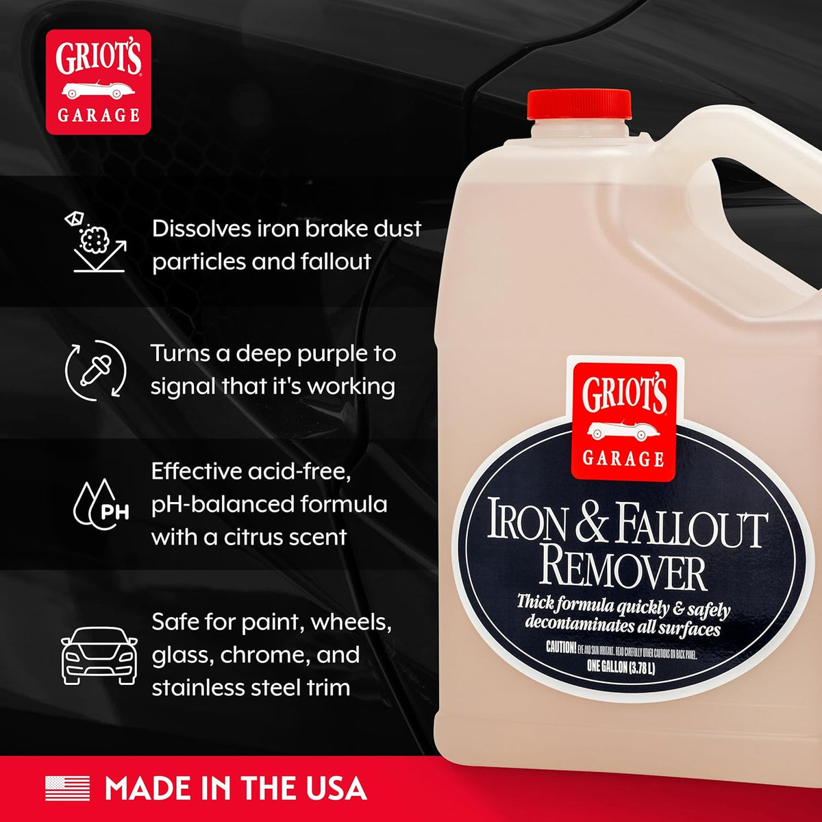 Griot's Garage Iron and Fallout Remover for Car Detailing and Cleaning, Remove Rust, Embedded Debris and Fallout from Multiple Exterior Surfaces 10948, 35oz