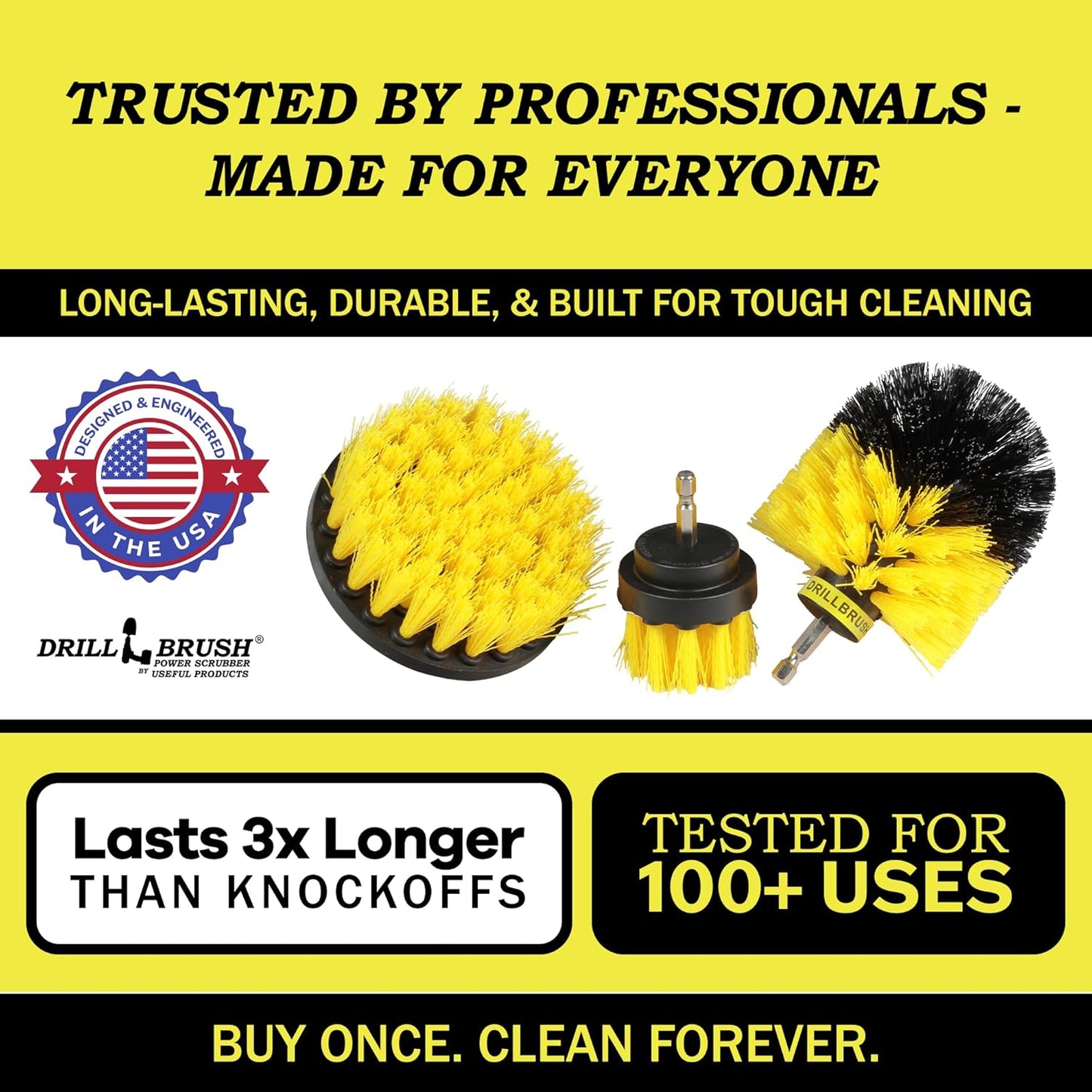 Drillbrush Car Detailing Kit | Drill Brush Set – Soft Bristle Power Scrubber Attachments for Cleaning Car Interior, Upholstery, Carpet, Seats, Wheels, Rims, Dash, Console, and Trim - Nylon Scrub Brush