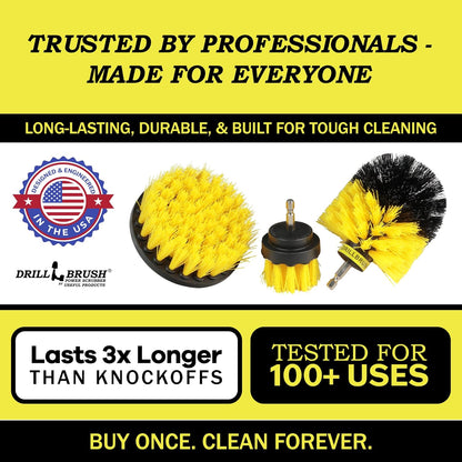 Drillbrush Car Detailing Kit | Drill Brush Set – Soft Bristle Power Scrubber Attachments for Cleaning Car Interior, Upholstery, Carpet, Seats, Wheels, Rims, Dash, Console, and Trim - Nylon Scrub Brush