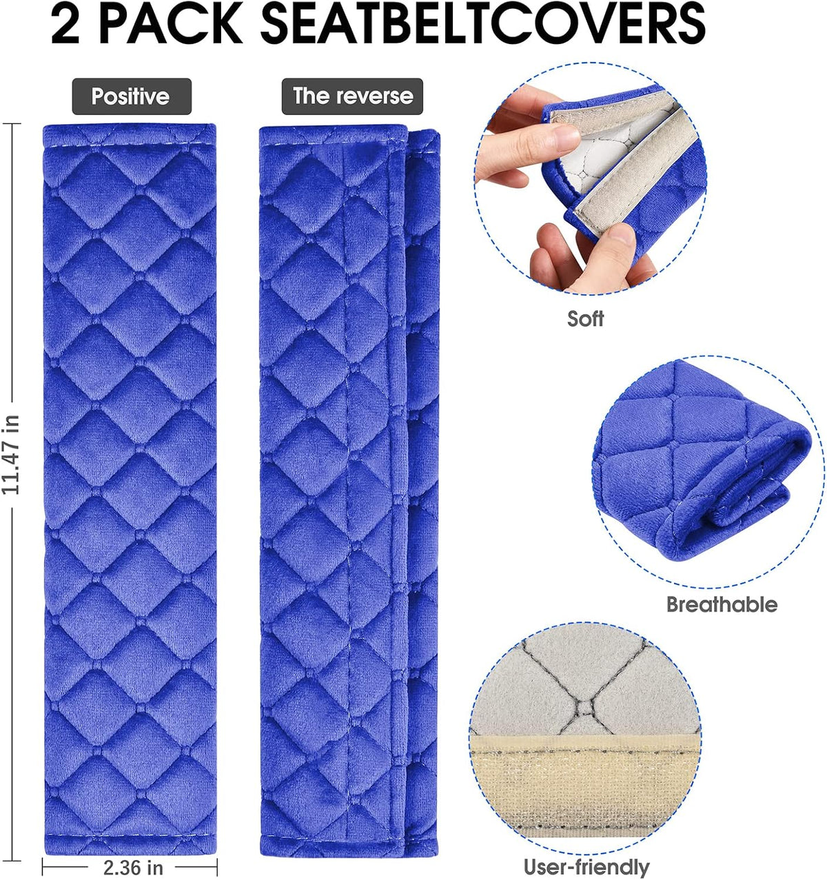 Universal Car Seat Belt Pads Cover,Seat Belt Shoulder Strap Covers Harness Pad for Car/Bag,Soft Comfort Helps Protect You Neck and Shoulder from The Seat Belt Rubbing(2-Pack)
